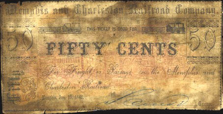 $0.50 G-1396 Memphis & Charleston RR scrip